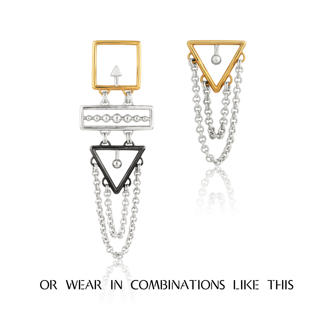 Chained Triangulation Matched Pair of Earrings