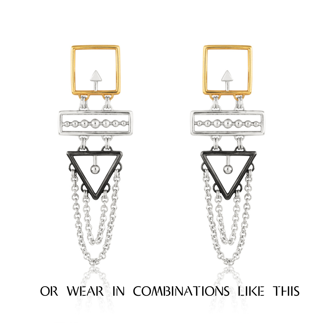 Squared and Chained Triangulation Single Earring