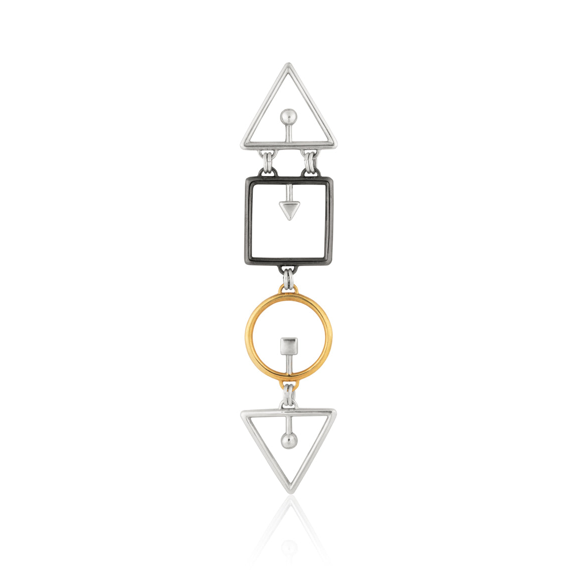 Squared and Circled Triangulation Matched Pair of Earrings