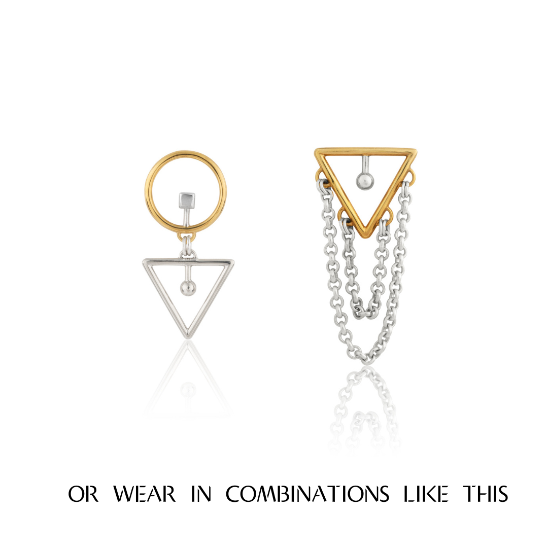 Chained Triangulation Matched Pair of Earrings