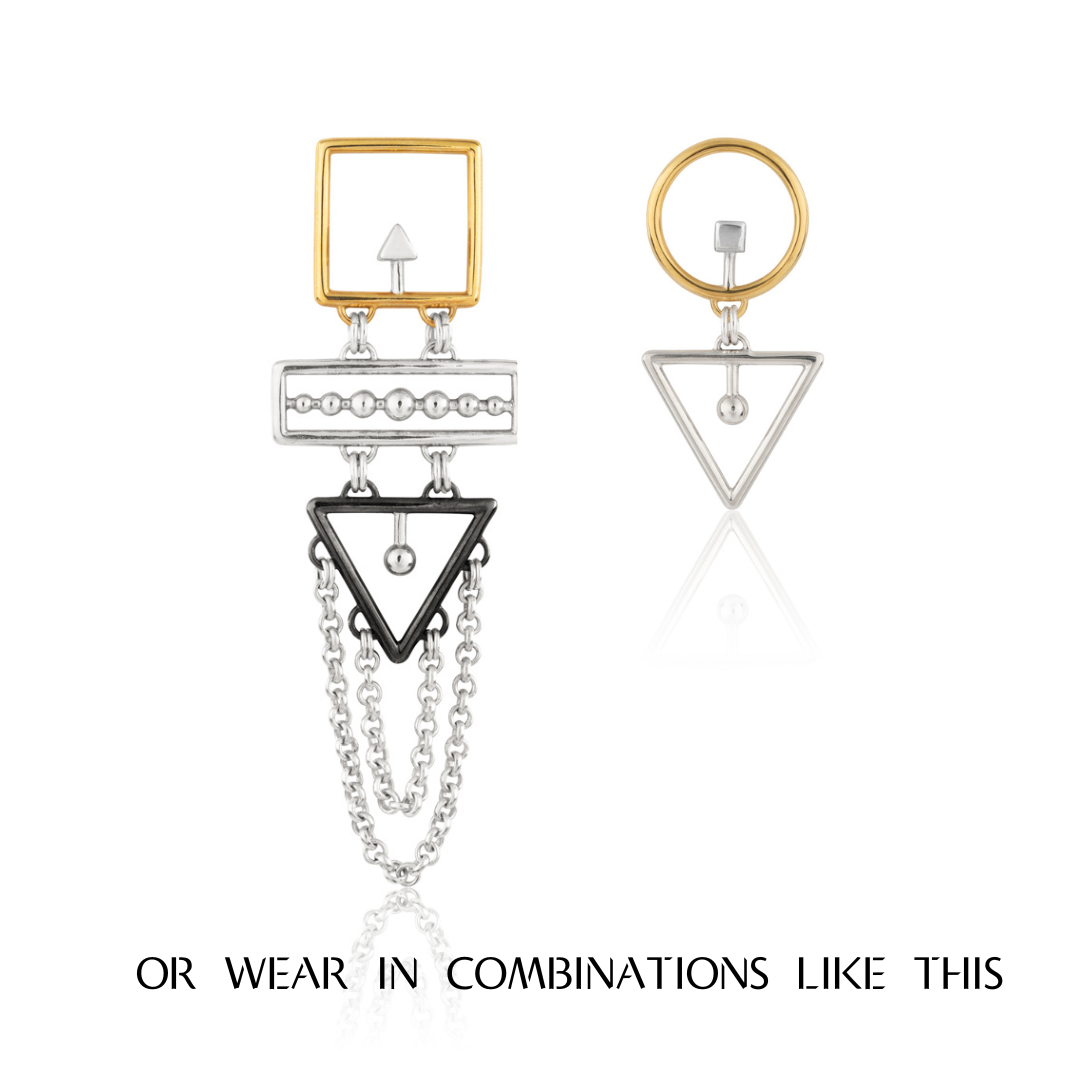 Squared and Chained Triangulation Single Earring
