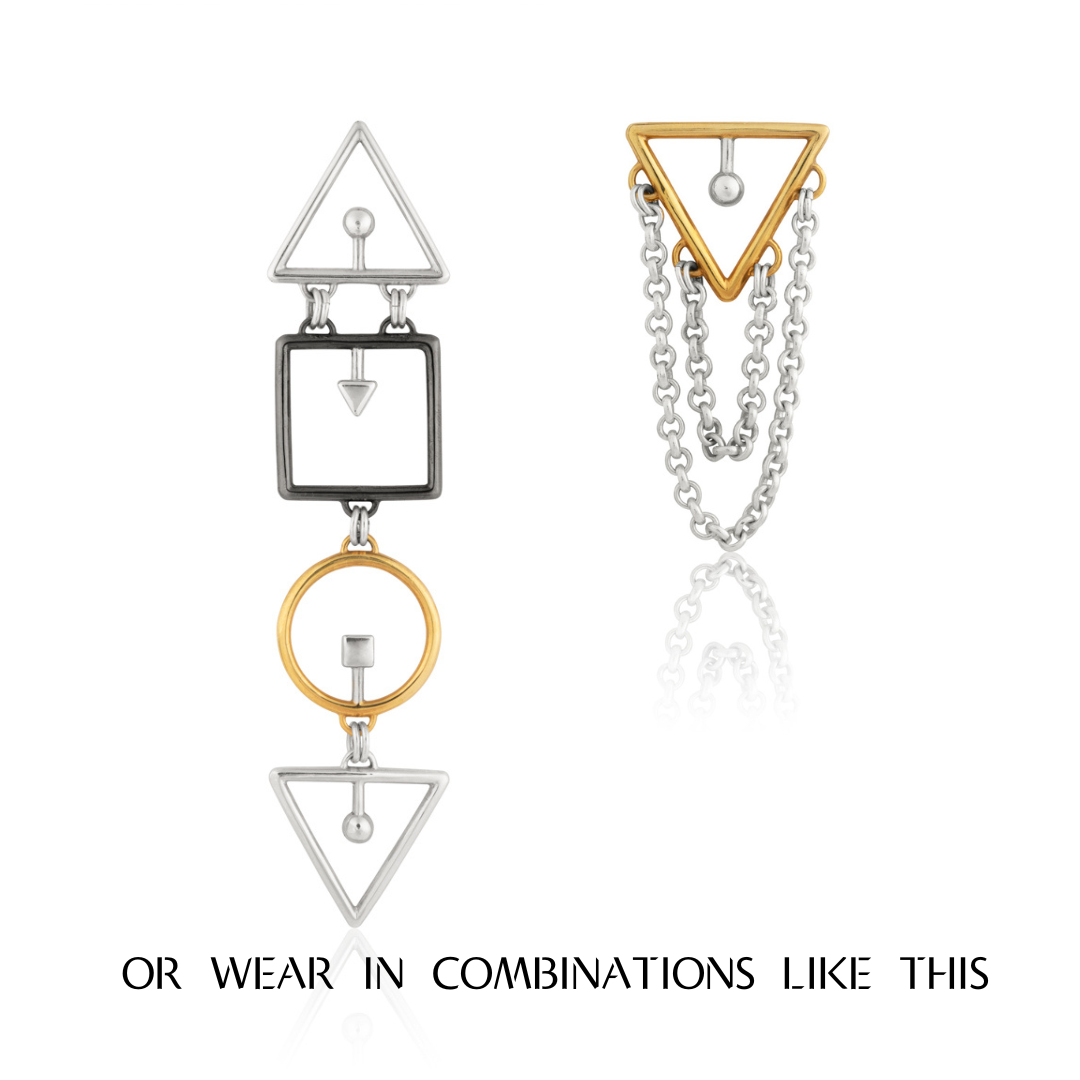 Chained Triangulation Matched Pair of Earrings