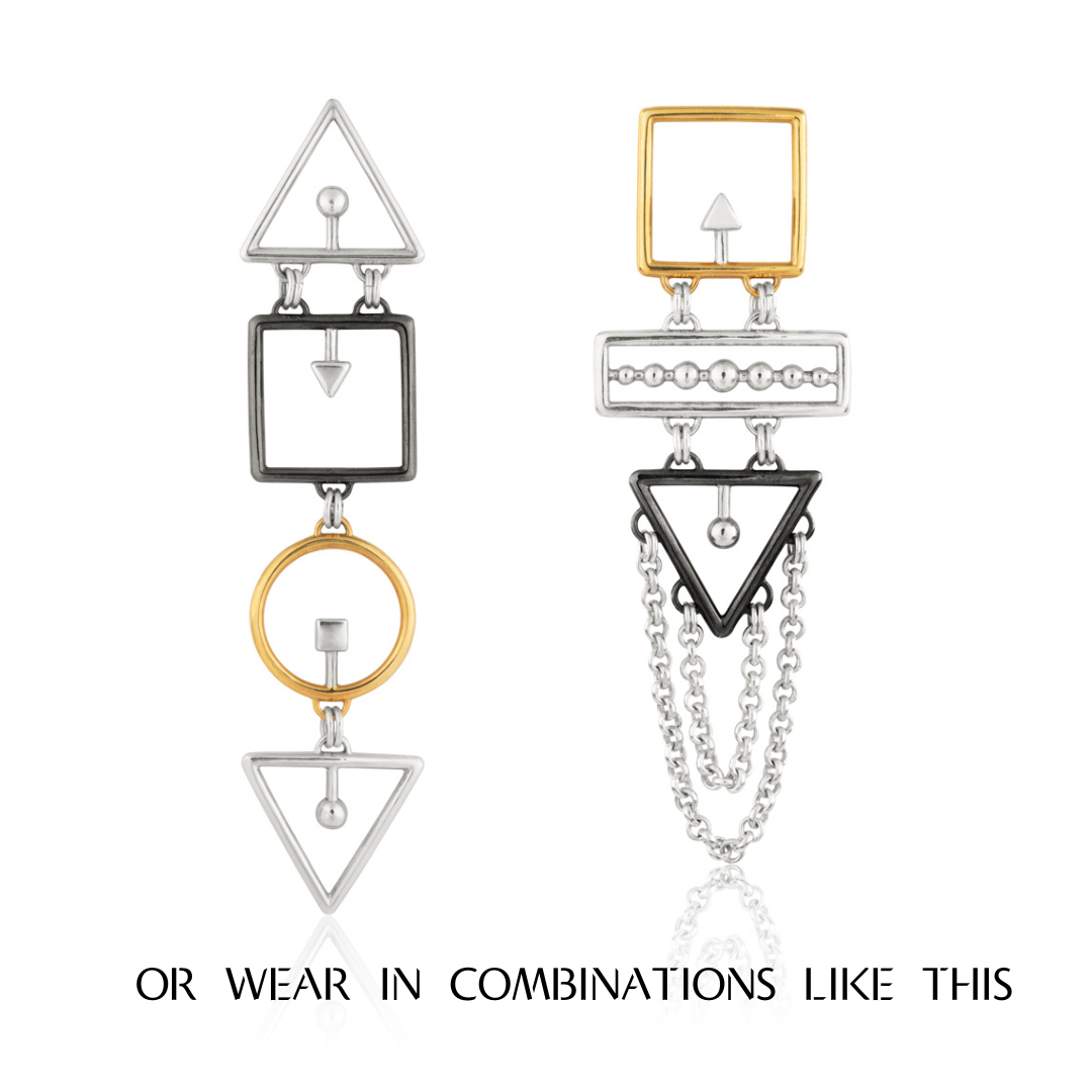 Squared and Circled Triangulation Single Earring