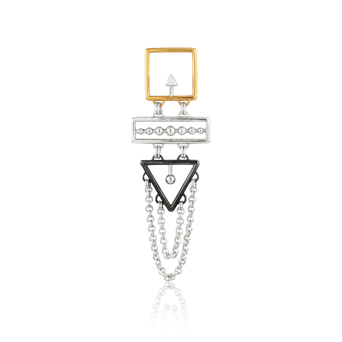 Squared and Chained Triangulation Pair of Earrings