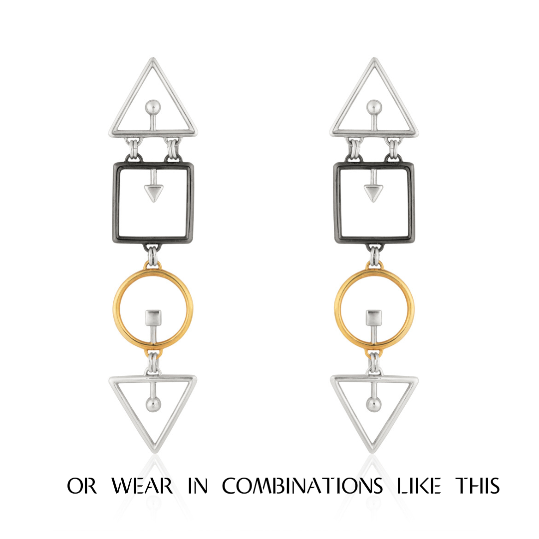 Squared and Circled Triangulation Single Earring