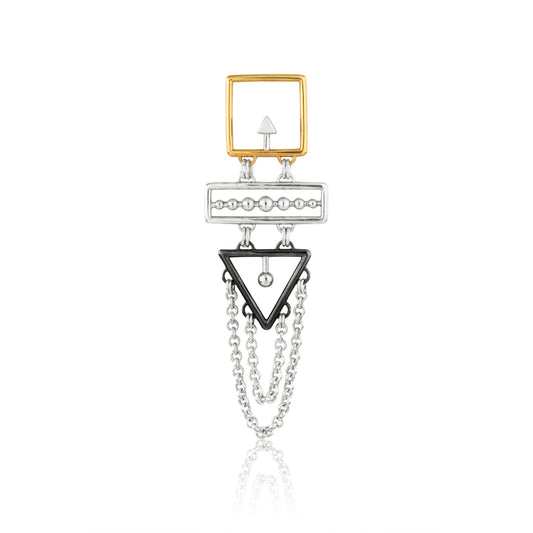 Squared and Chained Triangulation Single Earring